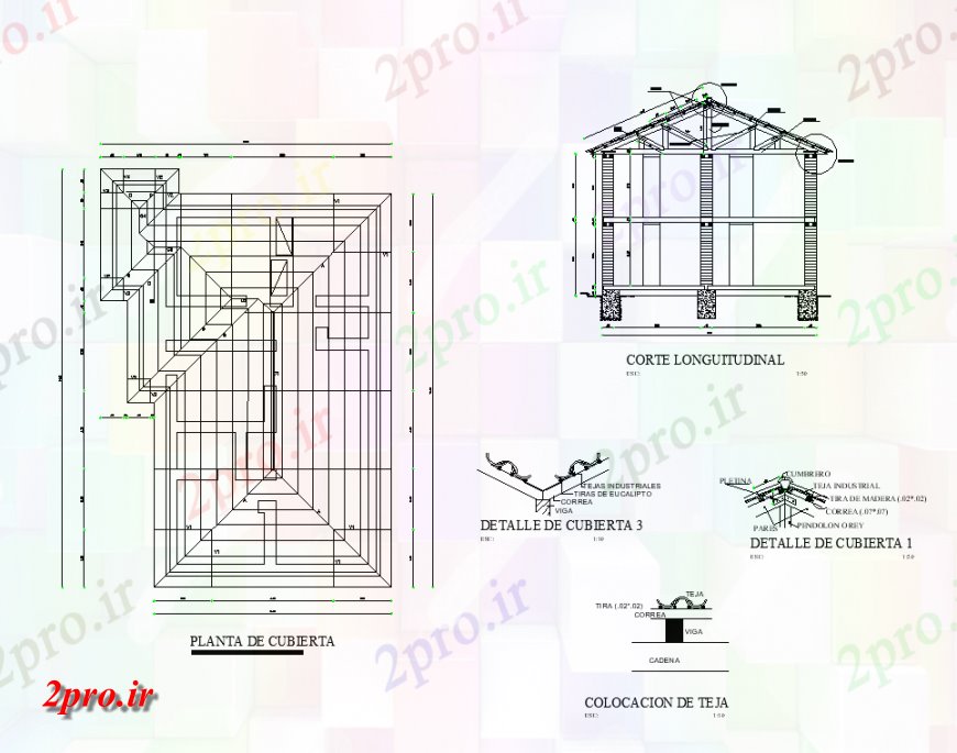 دانلود نقشه طراحی جزئیات ساختار سقف جزئیات طرحی نما  دو بعدی   (کد149669)
