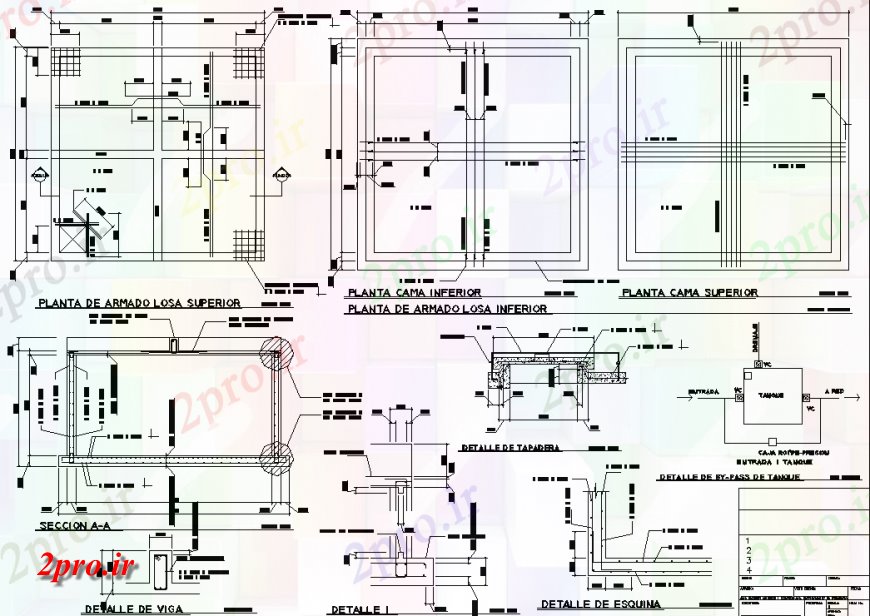 دانلود نقشه طراحی جزئیات ساختار توزیع مخزن 50M 3 تقویت طرحی بتن جزئیات (کد149714)