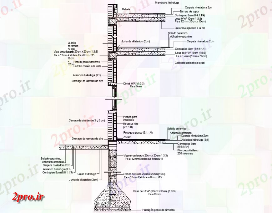 دانلود نقشه جزئیات پله و راه پله  اسکلت بتنی با محفظه هوا طرحی جزئیات (کد149829)