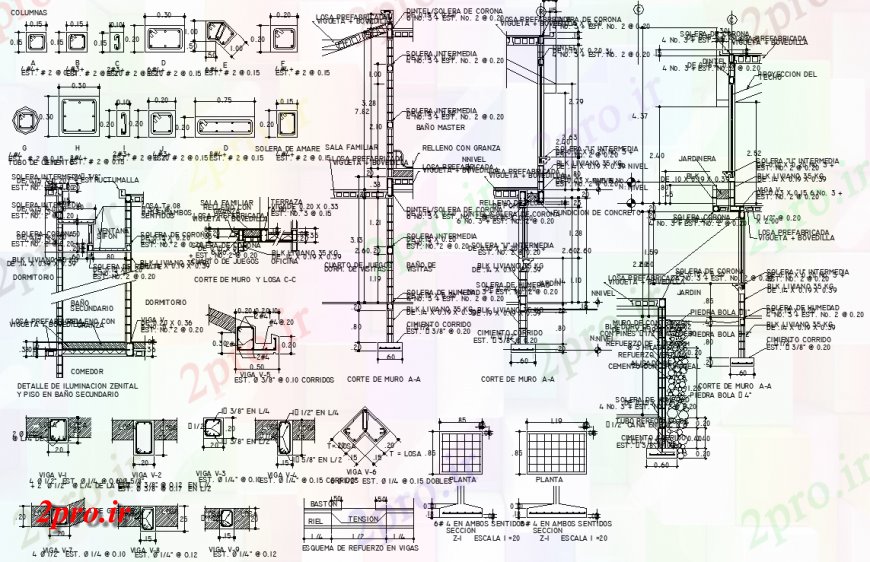 دانلود نقشه جزئیات پله و راه پله  ساخت و ساز بتنی جزئیات طرح (کد149830)