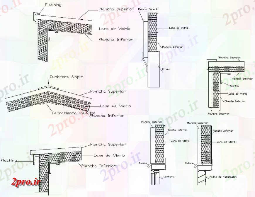 دانلود نقشه طراحی جزئیات تقویت کننده پادشاه پست سقف بخش   (کد149872)