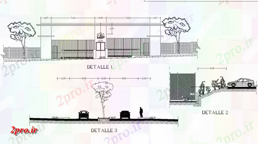 دانلود نقشه جزئیات طراحی در و پنجره  باشگاه در زمینه جلو نما دروازه   (کد149880)