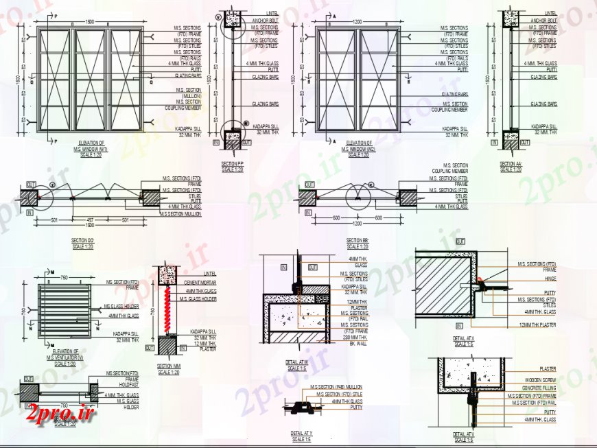 دانلود نقشه طراحی جزئیات ساختار جزئیات درب و پنجره ساختار و نصب و راه اندازی  (کد149918)
