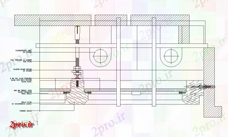 دانلود نقشه طراحی جزئیات ساختار سقف شیشه ای ساختاری نما و طراحی  (کد150056)