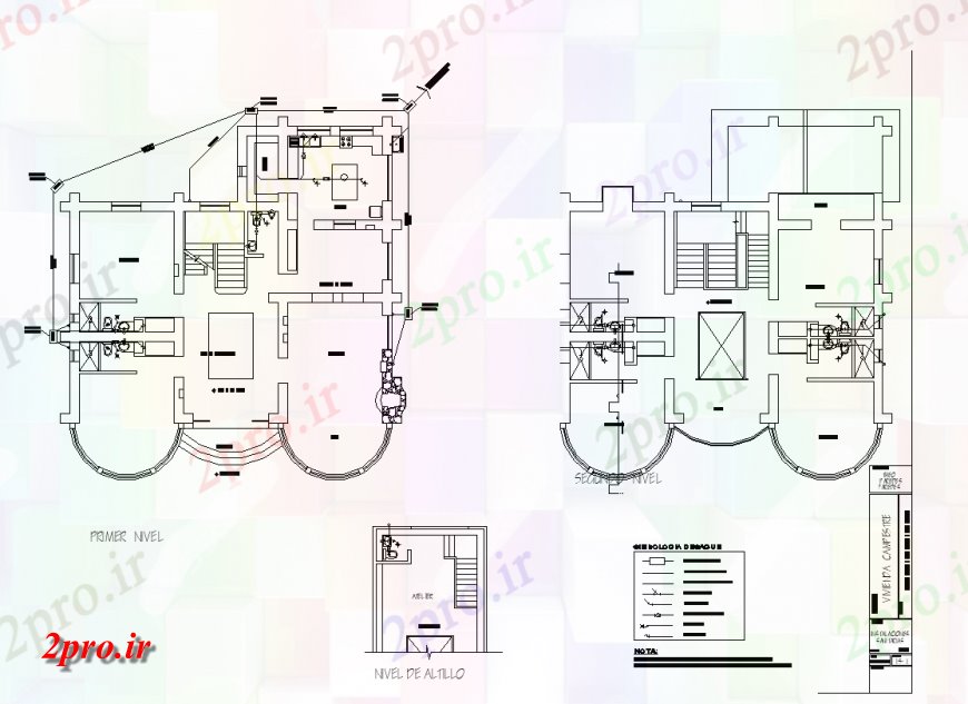 دانلود نقشه ساختمان اداری - تجاری - صنعتی جزئیات نما ساختمان تجاری و طرحی دو بعدی 17 در 17 متر (کد150105)