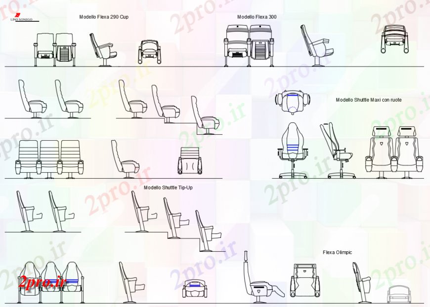 دانلود نقشه بلوک مبلمان صندلی خلاق و بازو صندلی بلوک  مبلمان جزئیات (کد150106)
