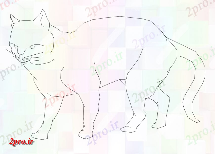 دانلود نقشه بلوک حیوانات زیبا حیوانات گربه  سمت نما  (کد150160)