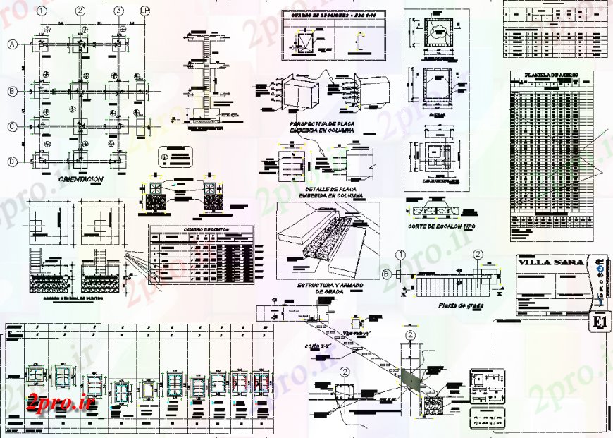 دانلود نقشه طراحی جزئیات ساختار طرحی جزئیات سازه (کد150187)