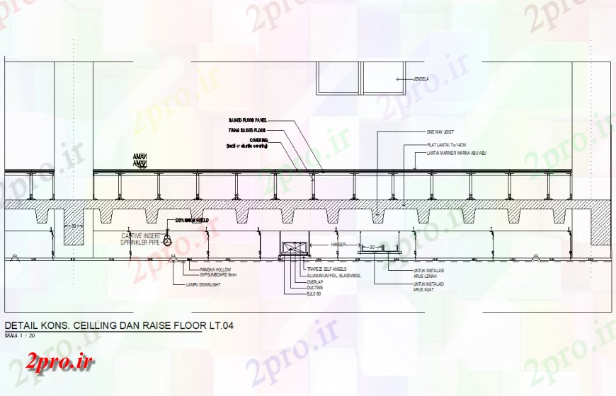 دانلود نقشه طراحی جزئیات تقویت کننده سقف و زیر توایع جزئیات (کد150205)