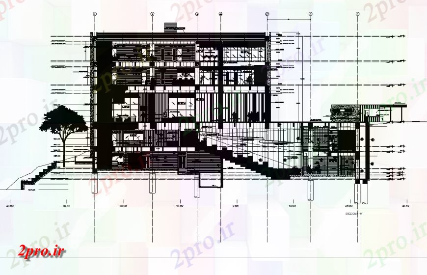 دانلود نقشه معماری معروف رسانه ها بخش کتابخانه طرحی جزئیات (کد150305)