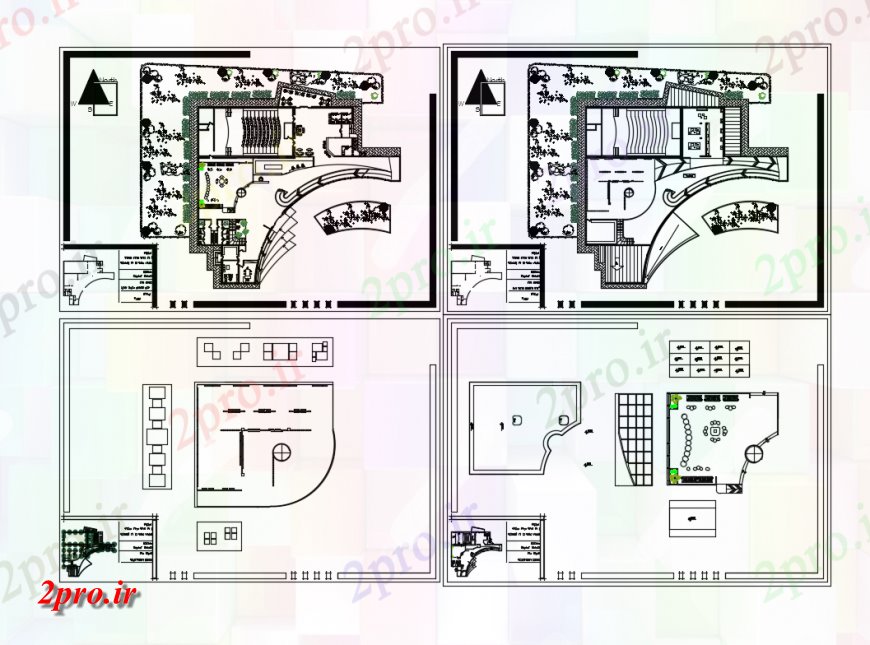 دانلود نقشه ساختمان دولتی ، سازمانی جزئیات طراحی کف از گالری هنر چند کفپوش 45 در 52 متر (کد150342)