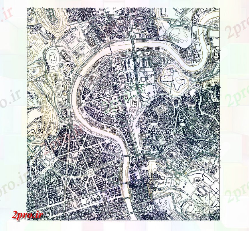 دانلود نقشه برنامه ریزی شهری رم منطقه شهرستان طرحی معماری و طرحی نما دو بعدی   (کد150517)