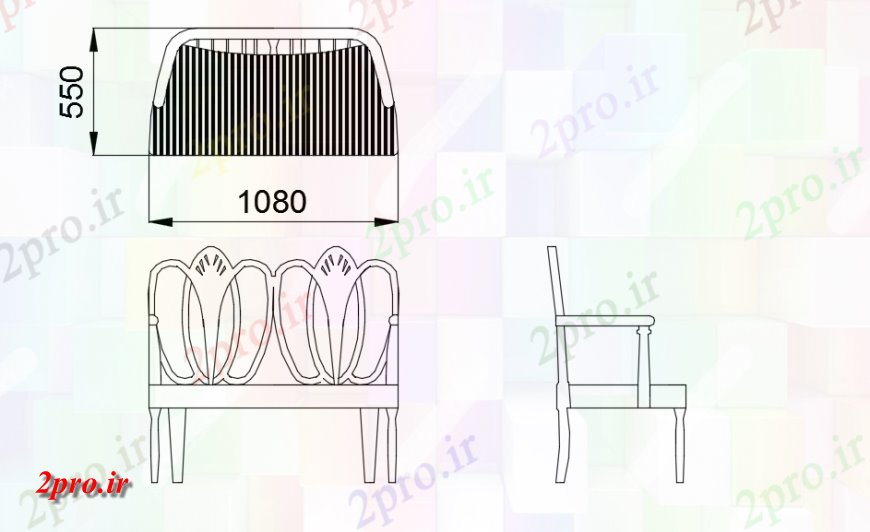 دانلود نقشه بلوک مبلمان صندلی نیمکت پر اب و تاب مدل ارتقاء جزئیات (کد150556)