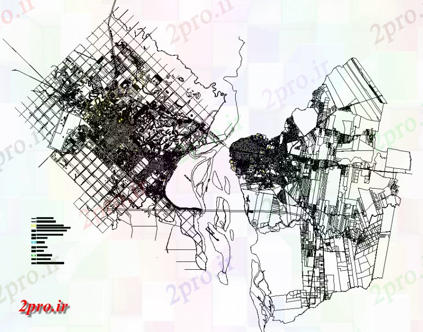 دانلود نقشه جزئیات پروژه های معماری عمومی طرحی یک شهر با جزئیات  (کد150591)