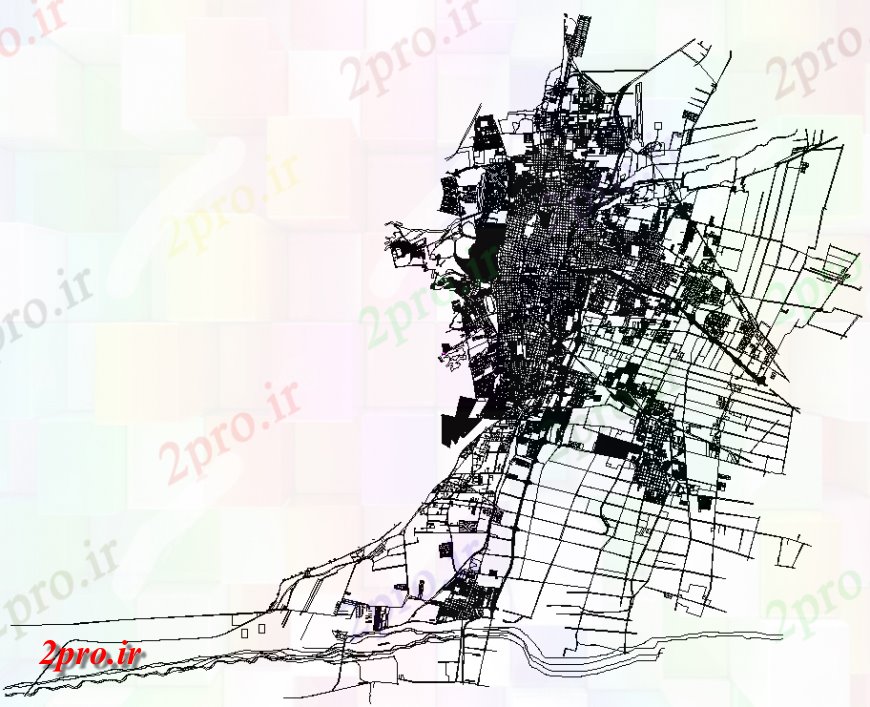 دانلود نقشه جزئیات پروژه های معماری عمومی جزئیات از یک نقشه شهر (کد150600)