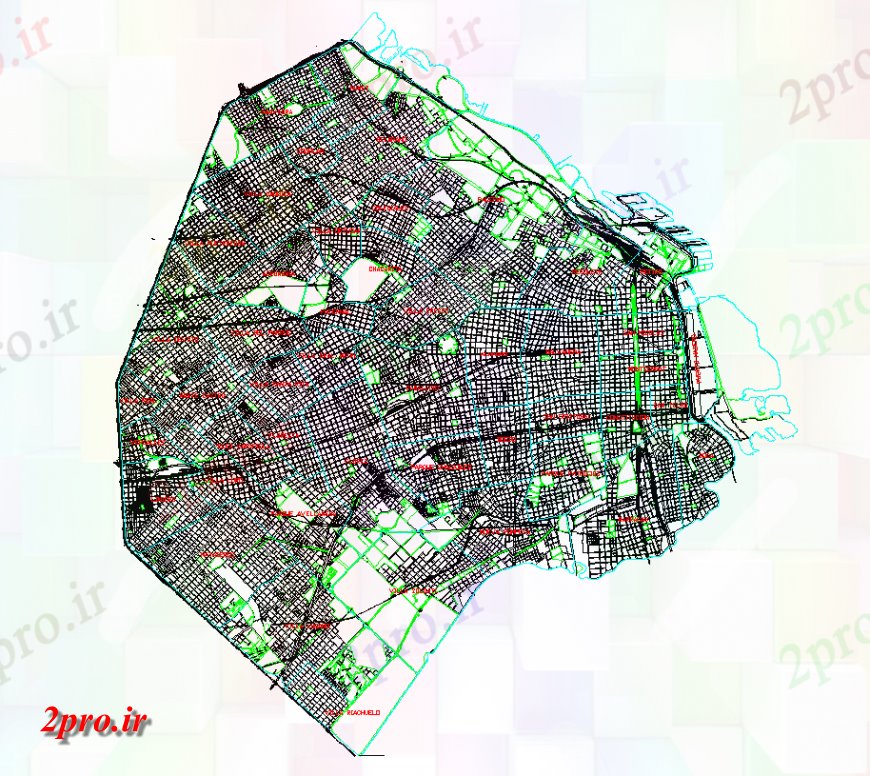 دانلود نقشه برنامه ریزی شهری جزئیات طرحی منطقه شهر و نما  دو بعدی   (کد150691)