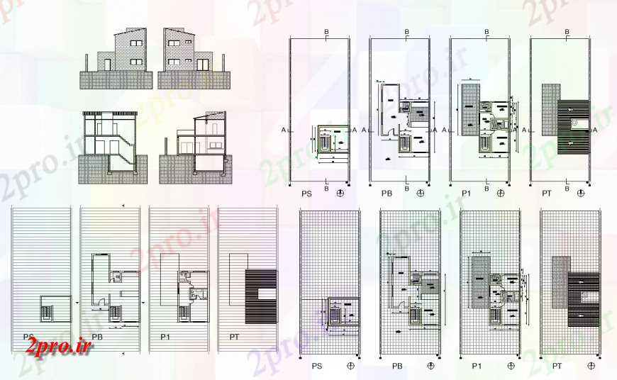 دانلود نقشه مسکونی  ، ویلایی ، آپارتمان  جزئیات مسکن مسکونی ساختار نما  دو بعدی   طراحی (کد150708)