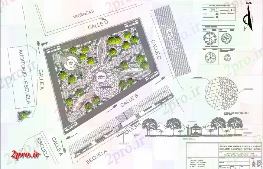 دانلود نقشه جزئیات پروژه های معماری عمومی طرحی برنامه ریزی شهر با جزئیات 33 در 51 متر (کد150723)