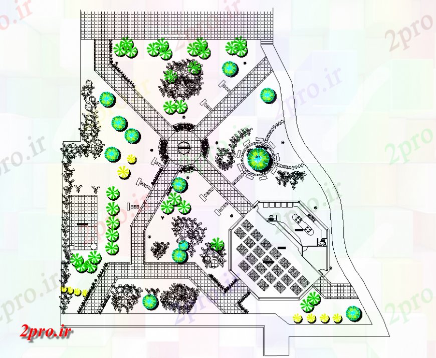 دانلود نقشه  طراحی پارک - محوطه - باغ   طرحی پارک جزئیات (کد150755)