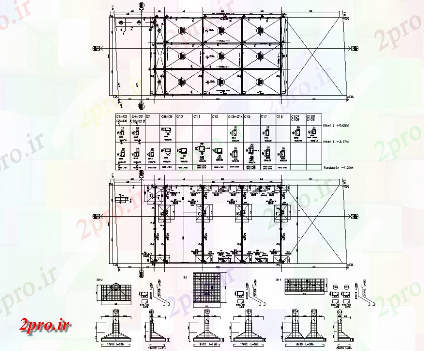 دانلود نقشه طراحی جزئیات ساختار جزئیات ساختار ساختمان 19 در 33 متر (کد150781)