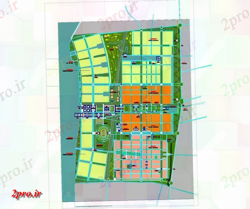 دانلود نقشه ساختمان اداری - تجاری - صنعتی شهر شهرستان منطقه طرحی 2    (کد150804)