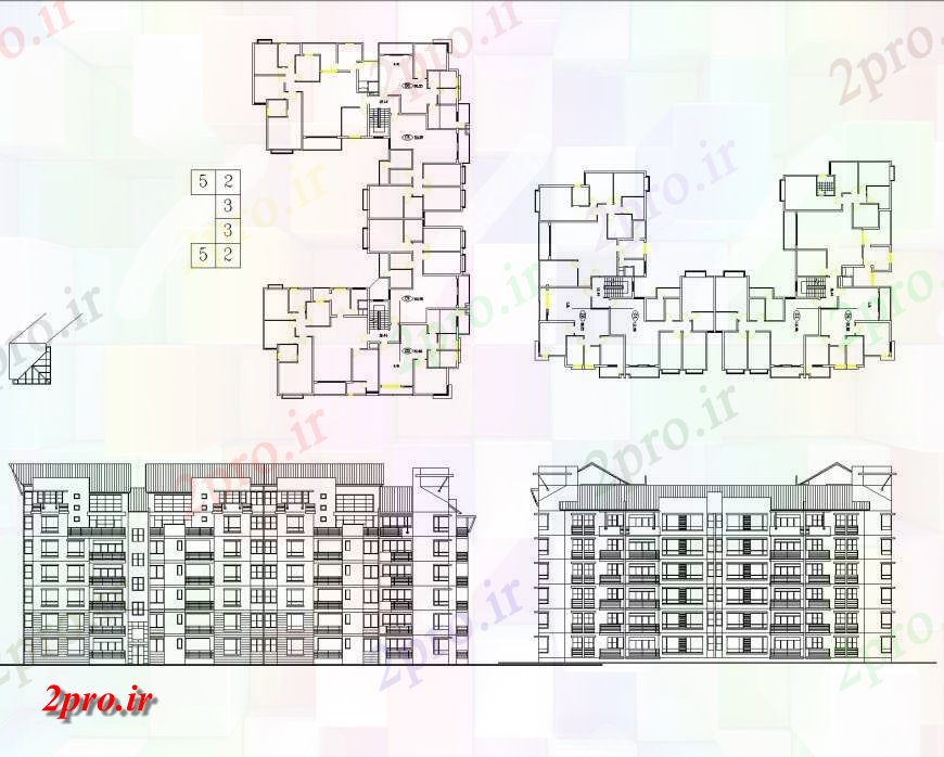 دانلود نقشه مسکونی  ، ویلایی ، آپارتمان  مسکن ساختمان مسکونی نما و (کد150808)