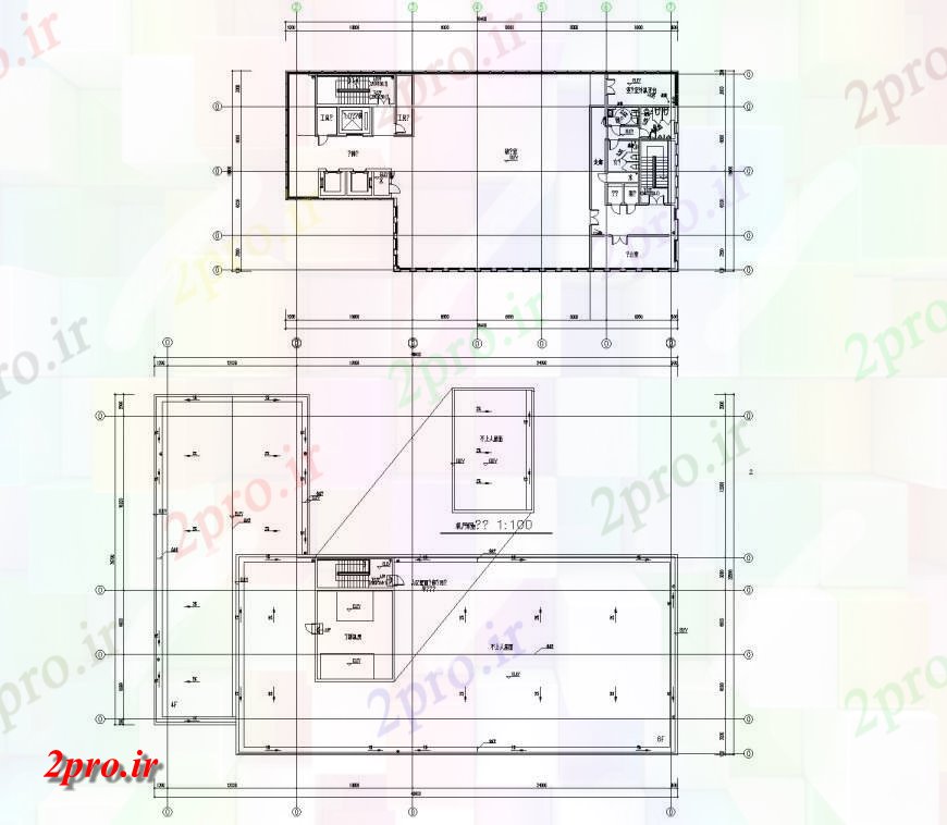 دانلود نقشه معماری معروف خط ساختمان تجاری طراحی 33 در 48 متر (کد150902)