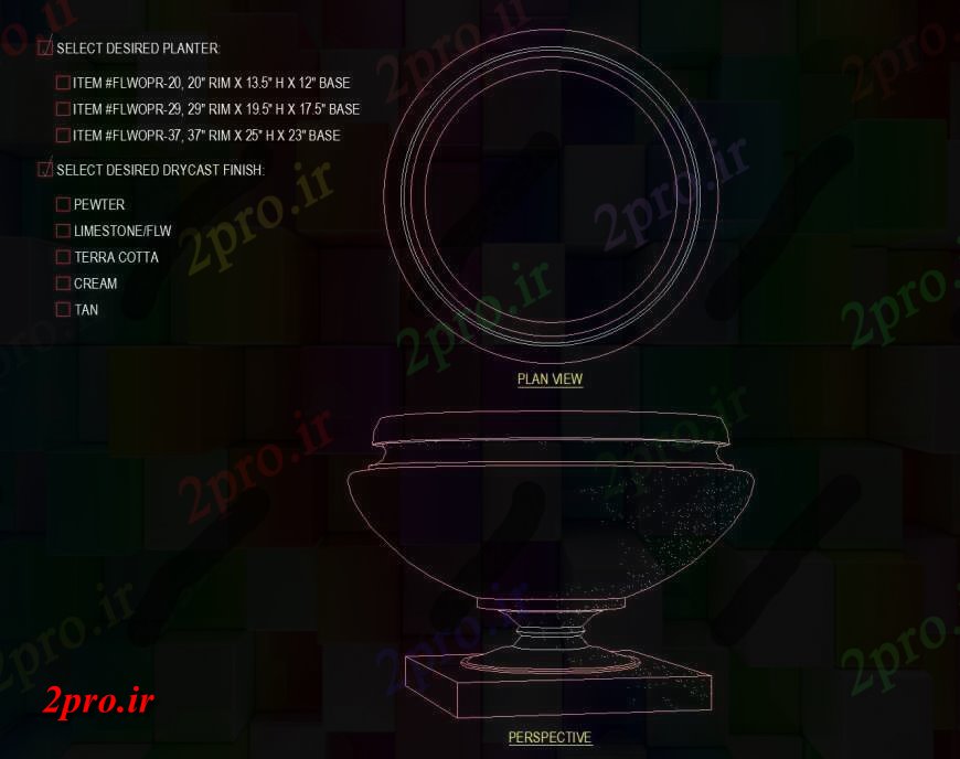 دانلود نقشه بلوک مبلمان زمینی پایه طراحی با کاسه بزرگ طراحی  (کد150947)