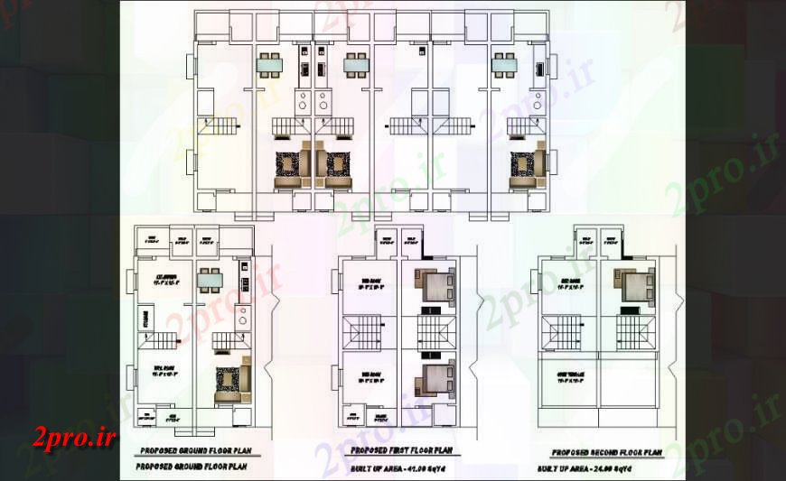 دانلود نقشه مسکونی  ، ویلایی ، آپارتمان  طرحی خانه با جزئیات مبله از (کد150973)