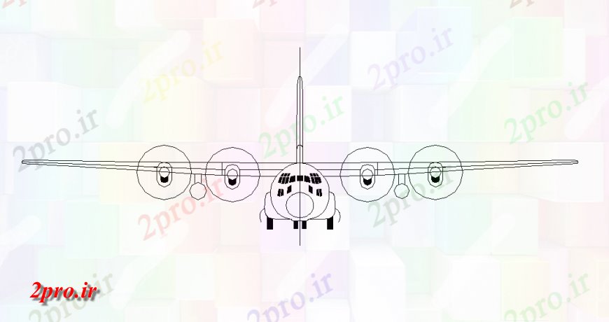 دانلود نقشه بلوک وسایل نقلیه هوا هواپیما سمت جلو  طراحی (کد150984)
