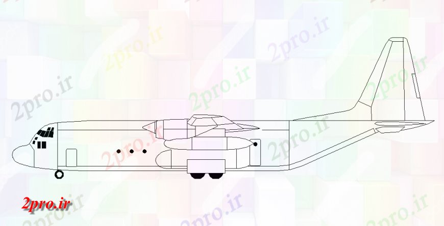 دانلود نقشه بلوک وسایل نقلیه هوا هواپیما نمای جانبی چپ طرحی بلوک (کد150985)