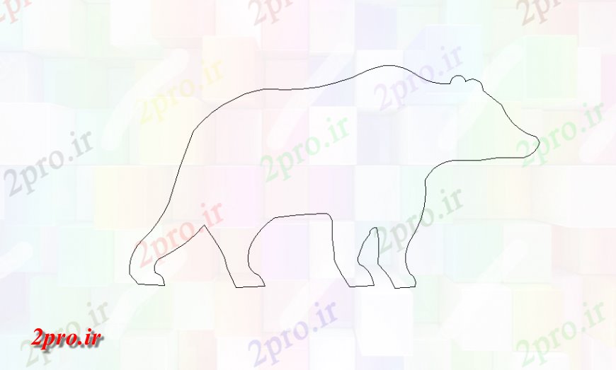 دانلود نقشه بلوک حیوانات خرس دو بعدی  طرحی بلوک (کد150996)