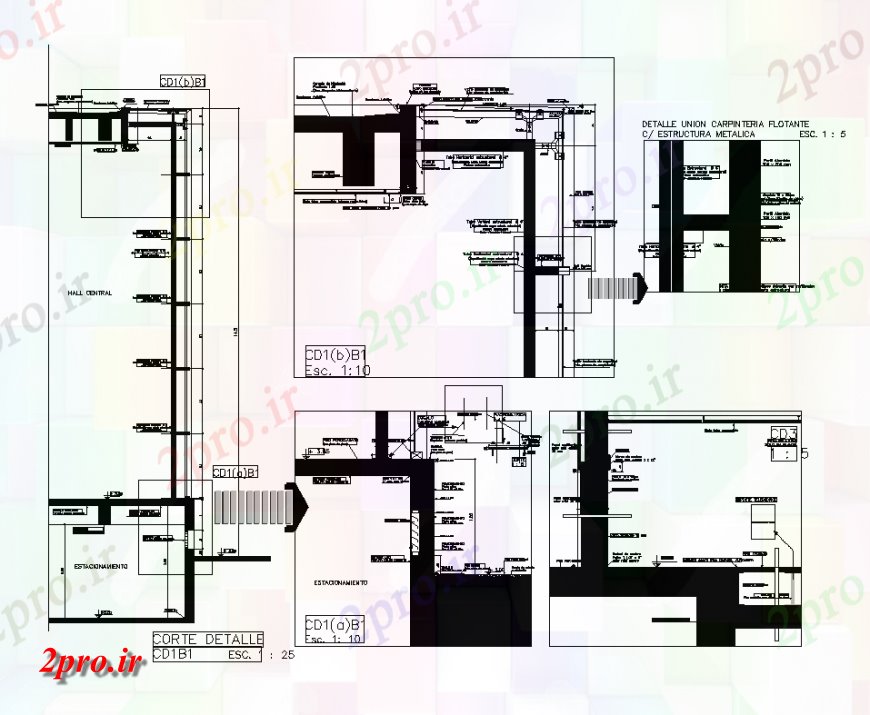 دانلود نقشه طراحی جزئیات ساختار نجاری طرحی جزئیات شناور ساختار فلزی دو بعدی   (کد151019)