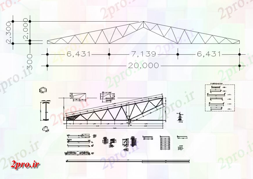 دانلود نقشه طراحی جزئیات ساختار پادشاه پست سقف خرپا نما جزئیات  دو بعدی   چیدمان اتوکد (کد151143)