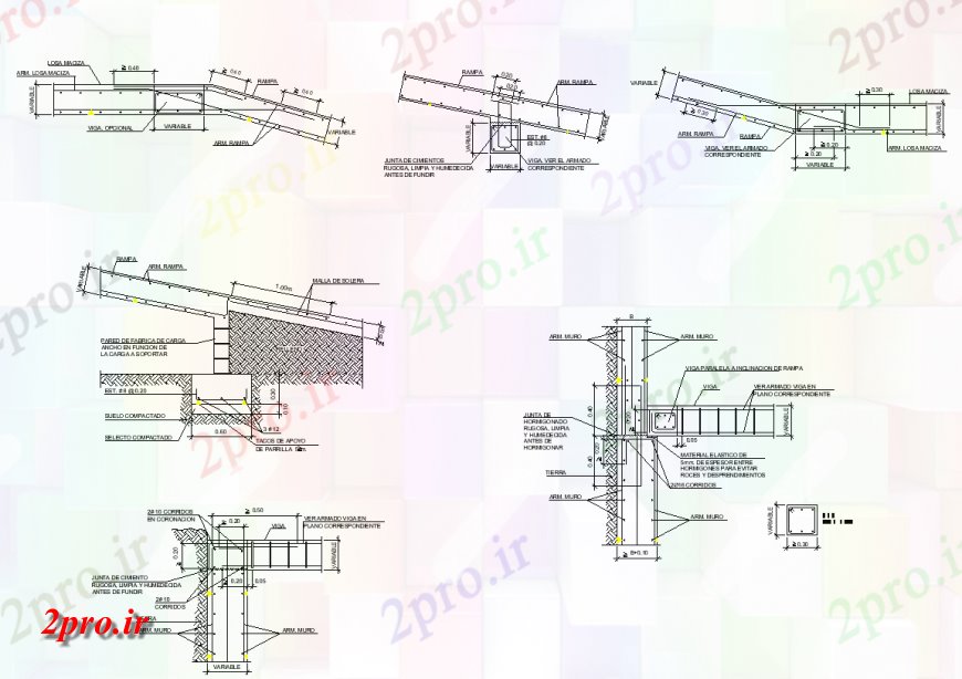 دانلود نقشه جزئیات ستون ستون و دال اتصال طرحی  دو بعدی  ساختار  (کد151224)