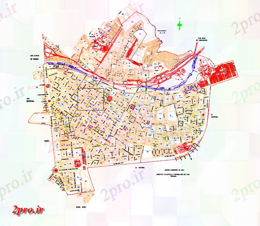 دانلود نقشه برنامه ریزی شهری تاریخی نقشه مرکز نما جزئیات  دو بعدی   چیدمان (کد151230)