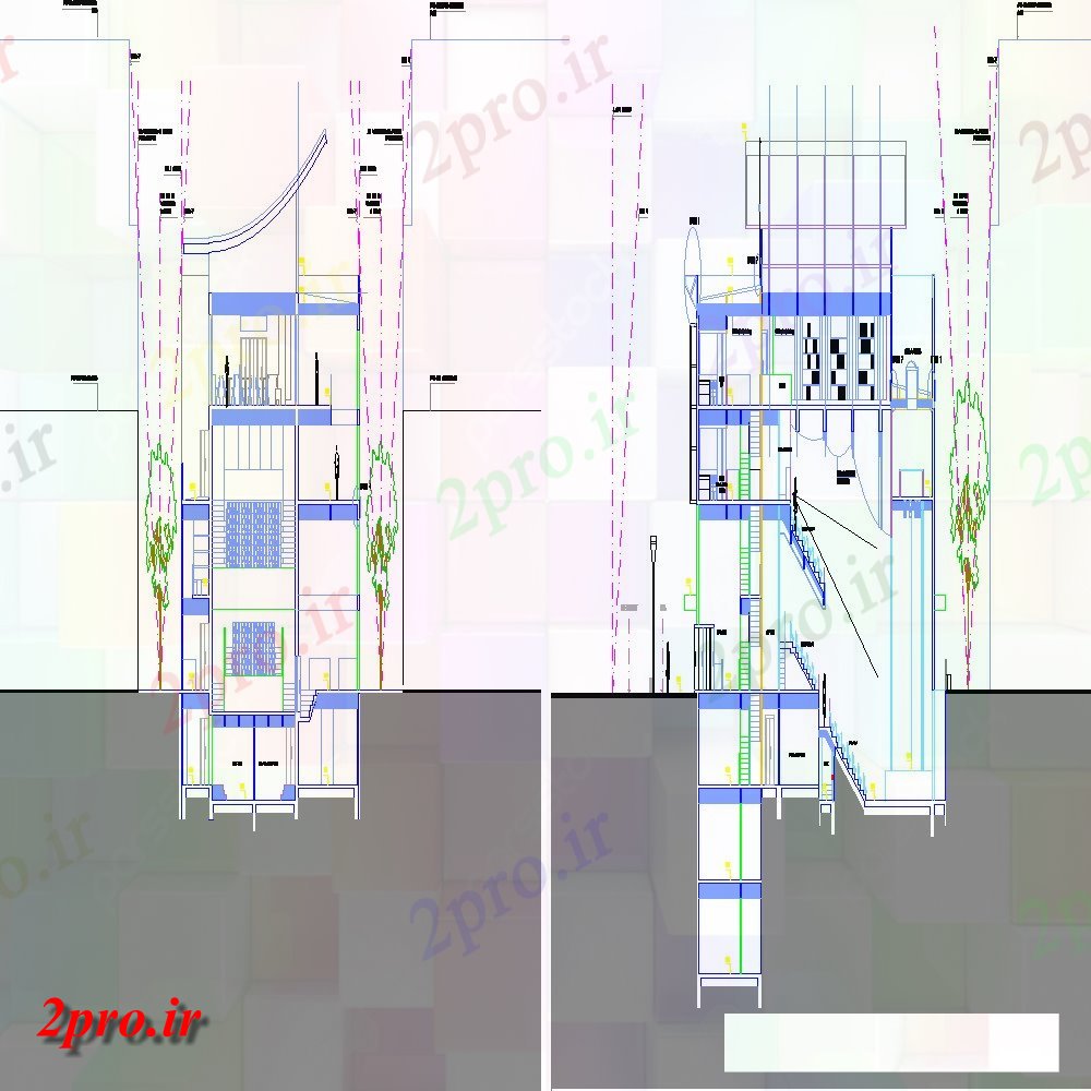 دانلود نقشه ساختمان اداری - تجاری - صنعتی ساختمان اداری جزئیات طرحی نما  دو بعدی   (کد151266)