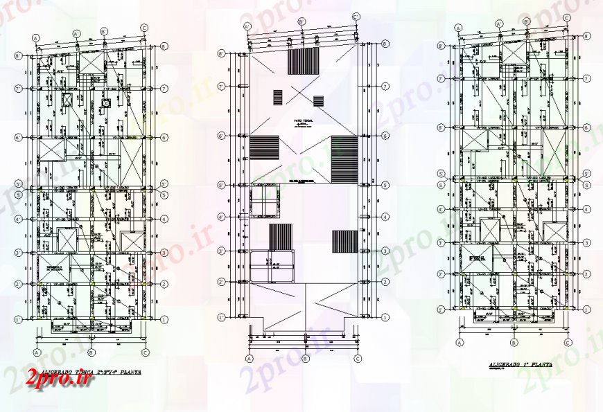 دانلود نقشه ساختمان اداری - تجاری - صنعتی روشن ساختار گیاه معمولی نما جزئیات  دو بعدی   طرحی ستون (کد151272)