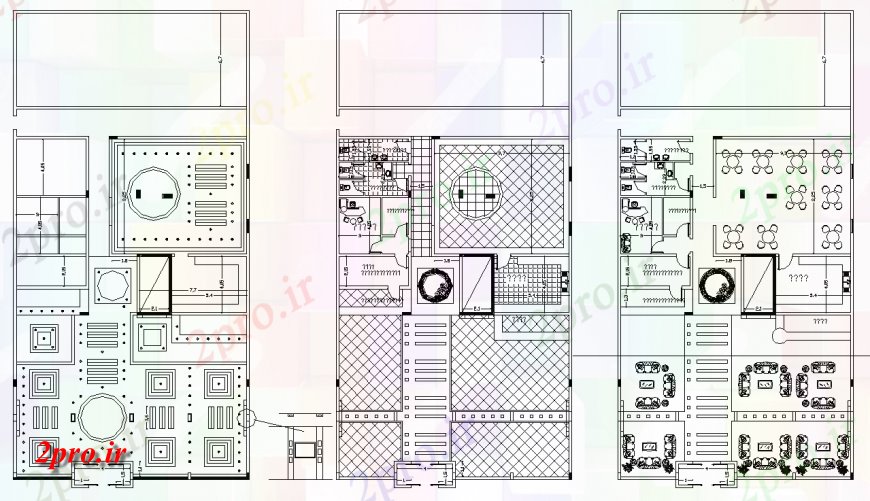 دانلود نقشه هتل - رستوران - اقامتگاه طرحی کافه تریا با یک با شرح و 17 در 34 متر (کد151316)