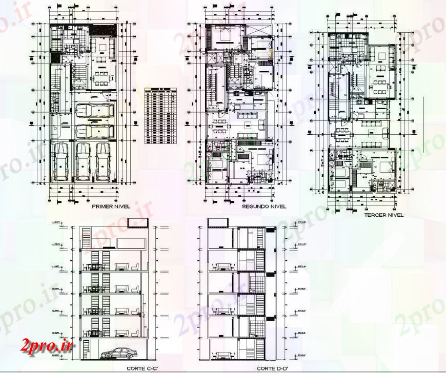 دانلود نقشه مسکونی  ، ویلایی ، آپارتمان  چند طرحی ساختمان خانه و بخش  (کد151438)