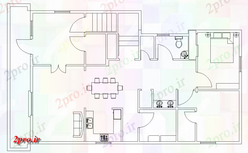 دانلود نقشه مسکونی ، ویلایی ، آپارتمان طرحی خانه با شرح از 42 در 66 متر (کد151439)