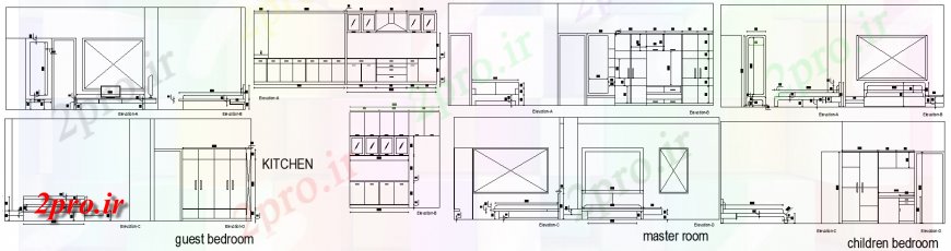 دانلود نقشه مسکونی  ، ویلایی ، آپارتمان  طرحی خانه با جزئیات مبله از یک (کد151447)