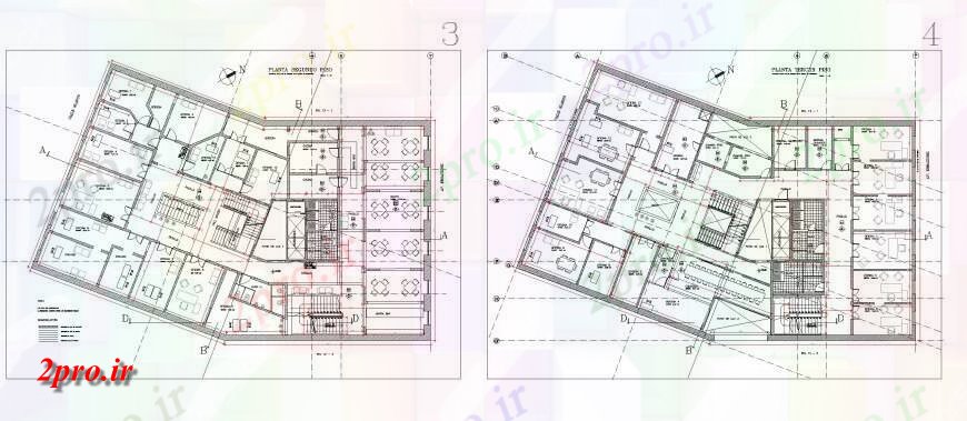 دانلود نقشه ساختمان اداری - تجاری - صنعتی همکف و طبقه اول طرحی تراس نوار تجاری 20 در 36 متر (کد151451)