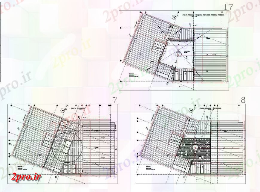 دانلود نقشه طراحی داخلی طبقه همکف به طبقه تراس خانه سقف جزئیات طراحی (کد151457)