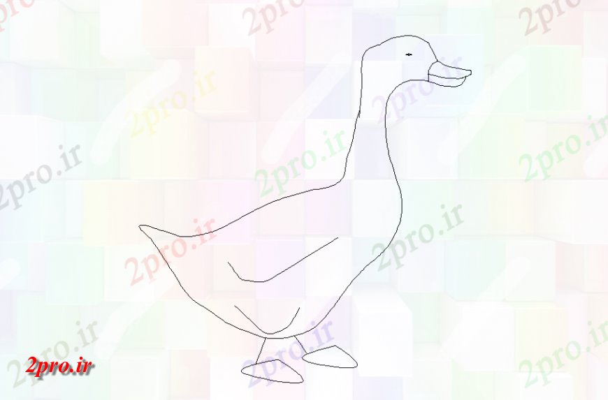 دانلود نقشه بلوک ، آرام ، نماد اردک پرنده دو بعدی  طرحی بلوک (کد151482)