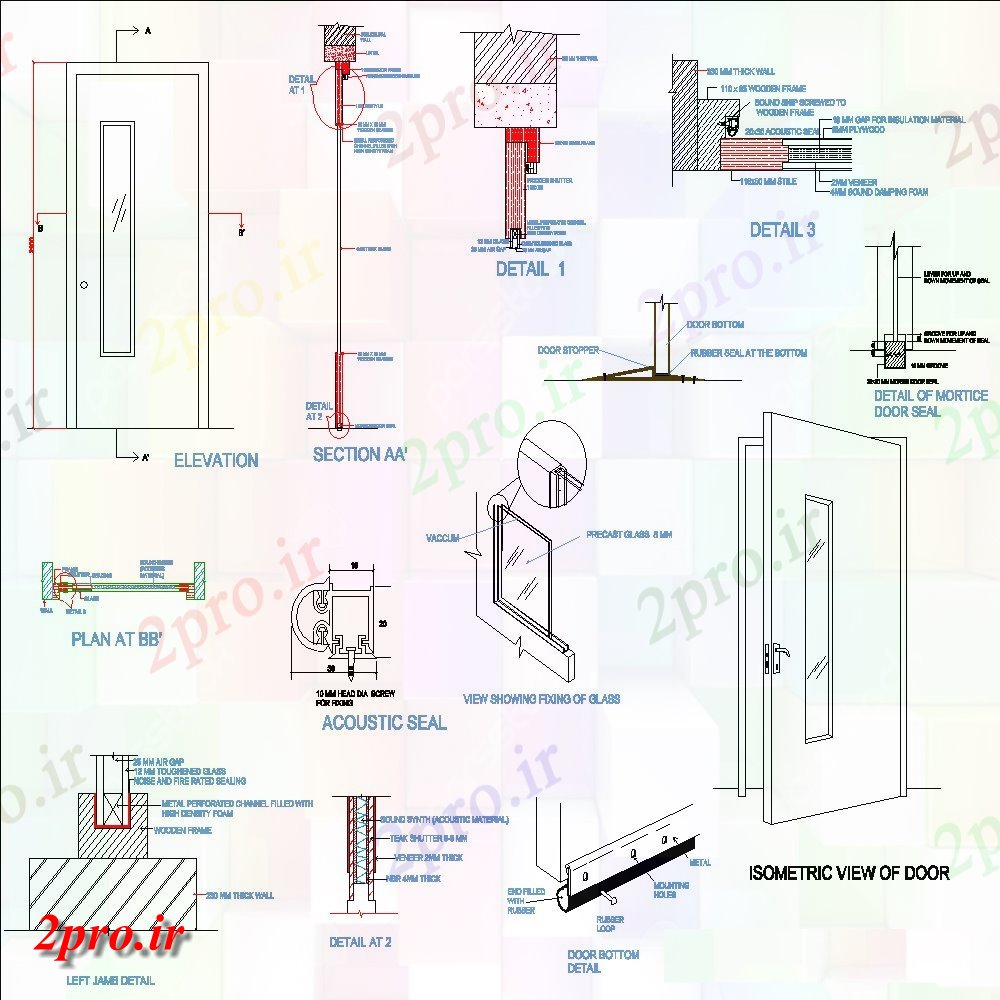 دانلود نقشه جزئیات طراحی در و پنجره  نما درب و بخش  طراحی (کد151505)