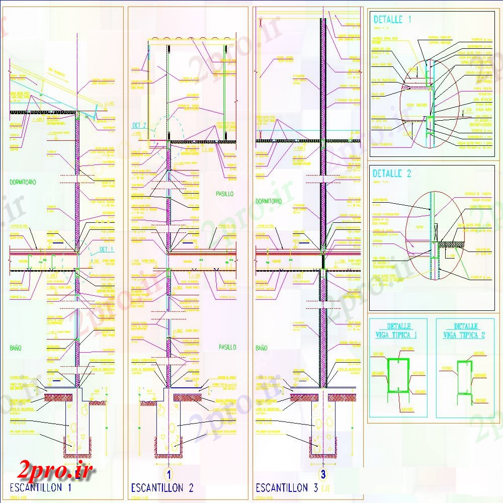 دانلود نقشه جزئیات پله و راه پله  بخش دیوار  طرحی acd (کد151850)