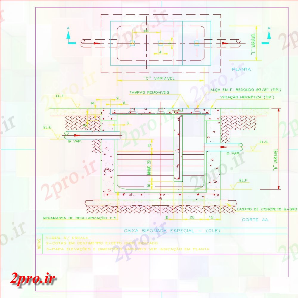 دانلود نقشه جزئیات پله و راه پله  دوربین سپتیک سیفون طرحی جعبه و بخش  چیدمان (کد152054)