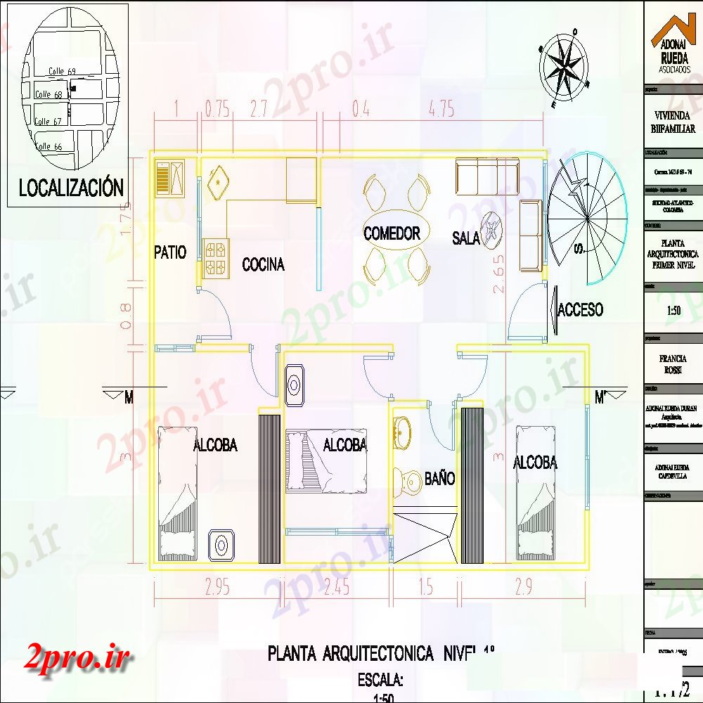 دانلود نقشه مسکونی  ، ویلایی ، آپارتمان  خانه خانواده دو کارخانه برنامه ریزی (کد152065)