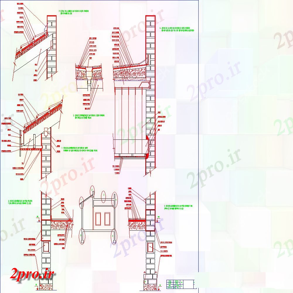 دانلود نقشه طراحی جزئیات ساختار سازنده بخش سقف جزئیات (کد152166)